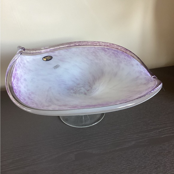 Murano White Crystal Glass Pedestal Bowl. - Picture 5 of 5